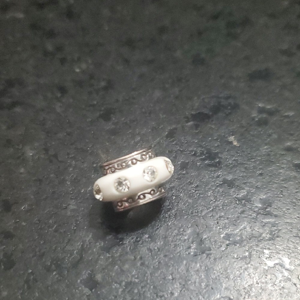Vintage Brighton Silver and White Bead Charm